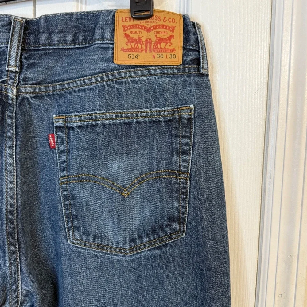 Levis 514 Straight Fit Jeans medium Wash Denim‎ Pants Mens Size 36x30
